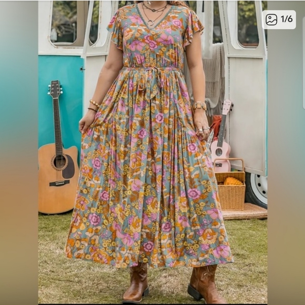 Floral Rustty Dustty Maxi Dress